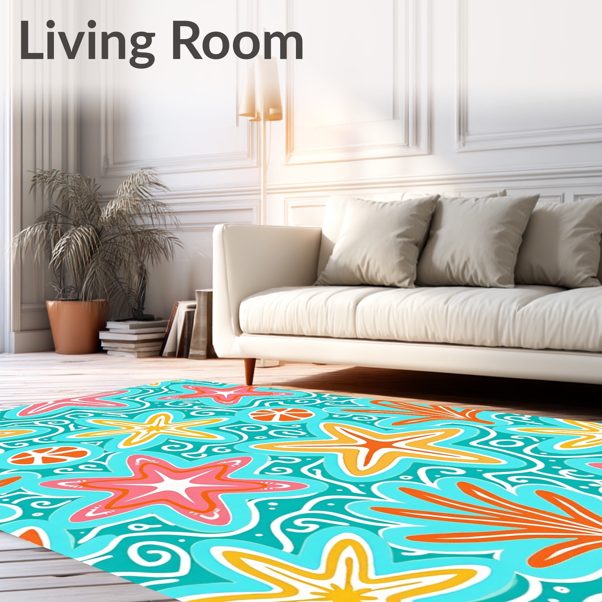 Tropical Starfish Coral Swirls Rug