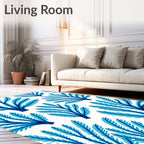 Bright Blue Branch Fern Scatter Rug