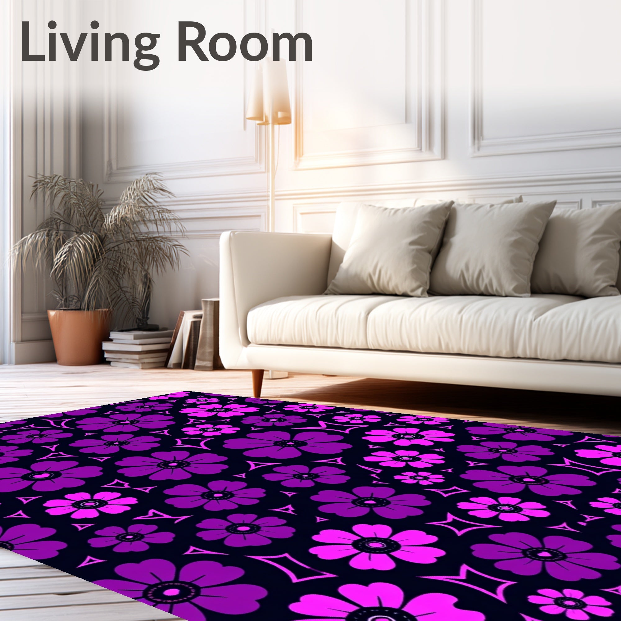 Vibrant Purple Floral Explosion Rug