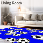 Royal Blue Soccer Ball Grouping Rug