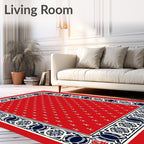 Red White Blue Ornamental Border Rug