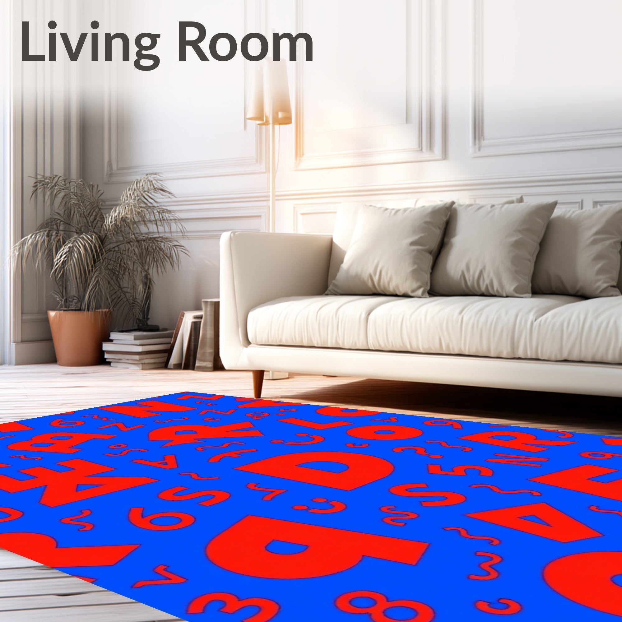 Red Alphabet Bold Blue Whimsical Spread Rug