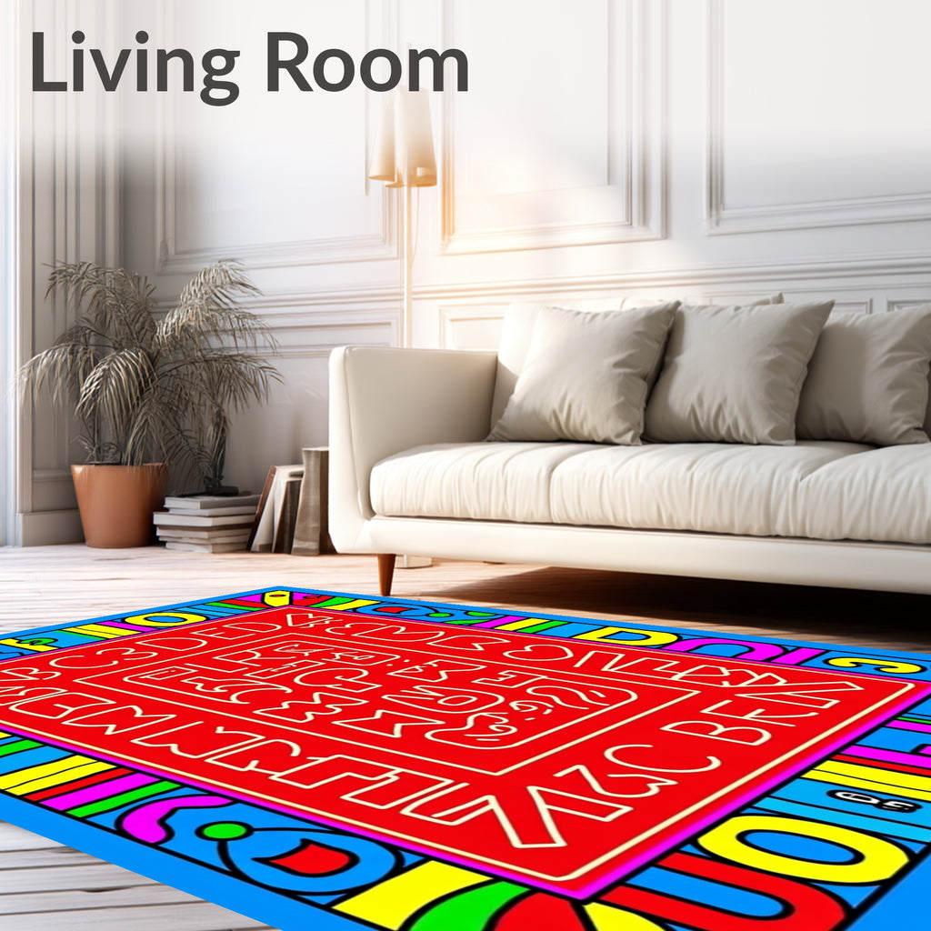 Vibrant Alphabet Border Pop Art Rug