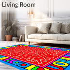 Vibrant Alphabet Border Pop Art Rug
