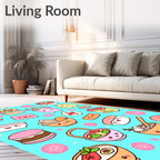Kawaii Foodie Bowl and Sushi Collection Rug