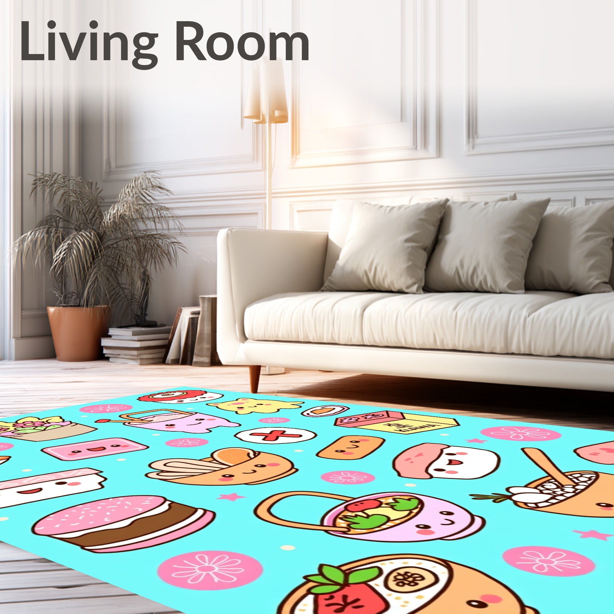 Kawaii Foodie Bowl and Sushi Collection Rug