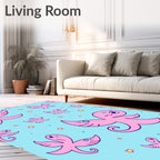 Playful Pink Octopus Starry Sky Rug