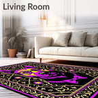 Vibrant Purple Yellow Canine Portrait Rug