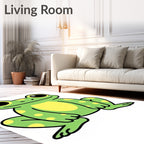 Cute Green Yellow Spotted Frog Rug