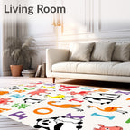 Playful Animals and Alphabet Collage Rug