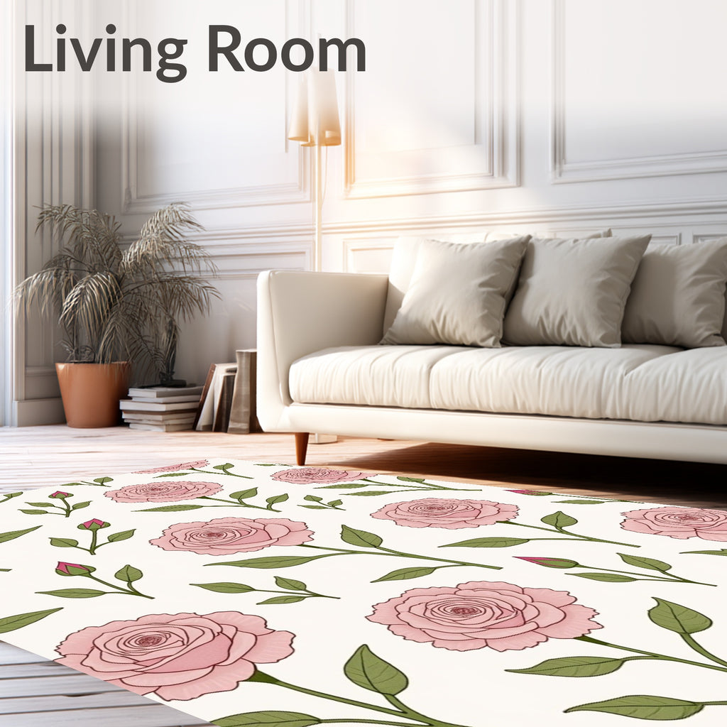 Pink Rose Garden Botanical Charm Rug
