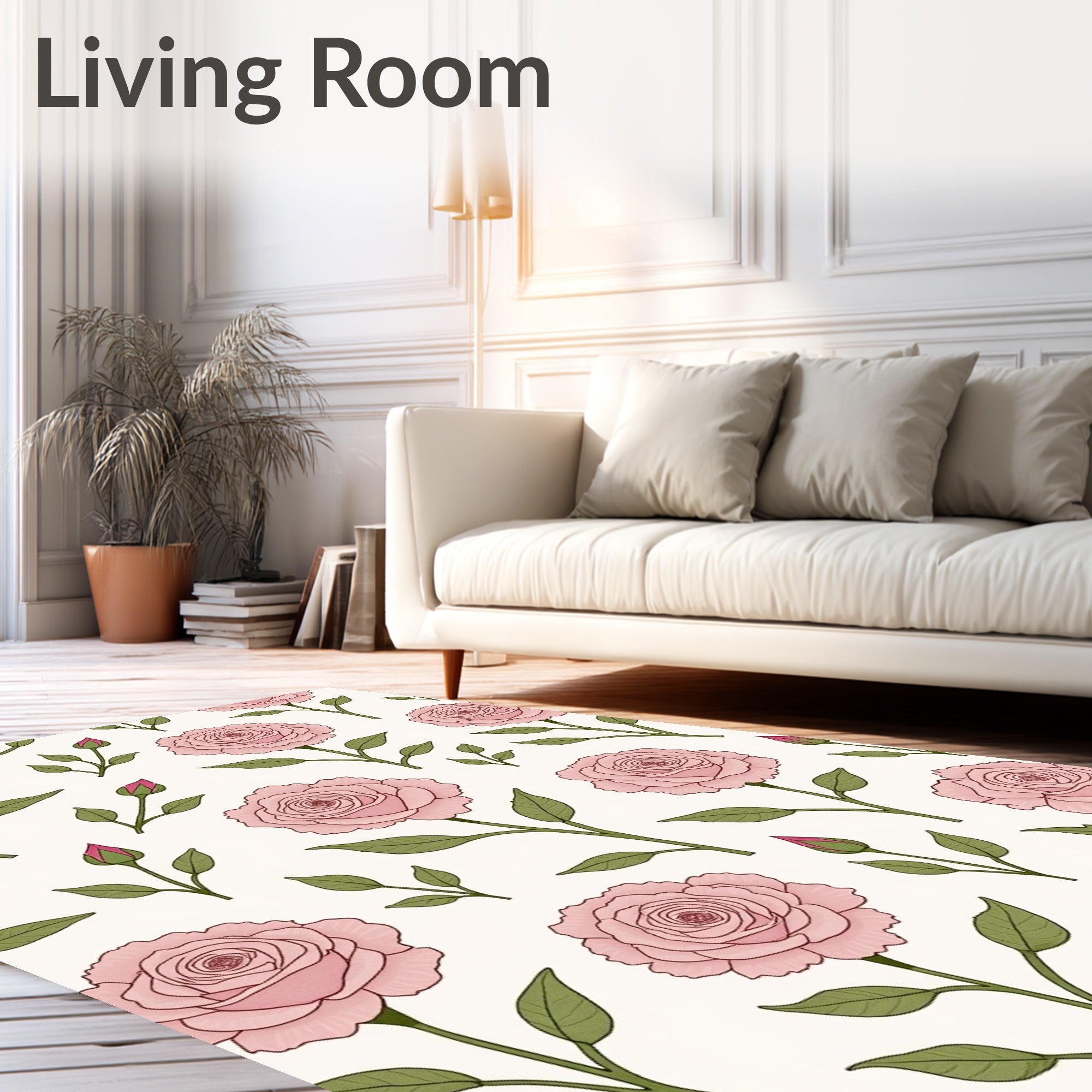 Pink Rose Garden Botanical Charm Rug