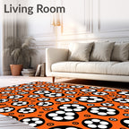 Vibrant Orange Black White Circles Rug