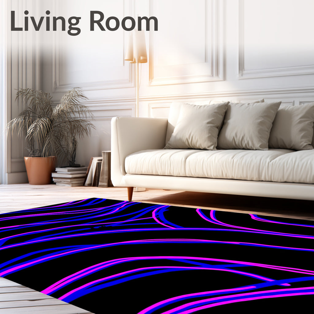Radical Electric Blue Pink Swirls Rug