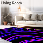 Radical Electric Blue Pink Swirls Rug