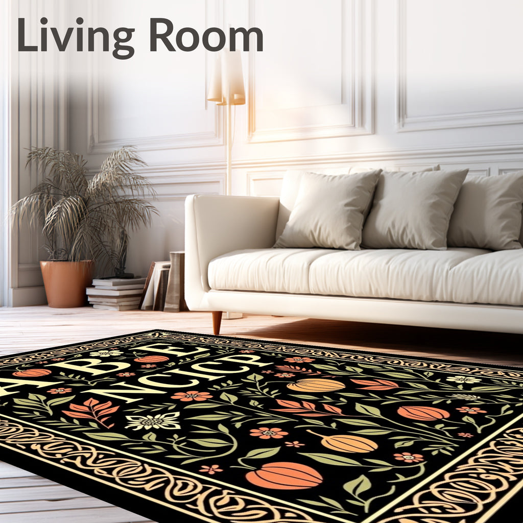 Alphabet Garden Fruit Scrollwork Rug
