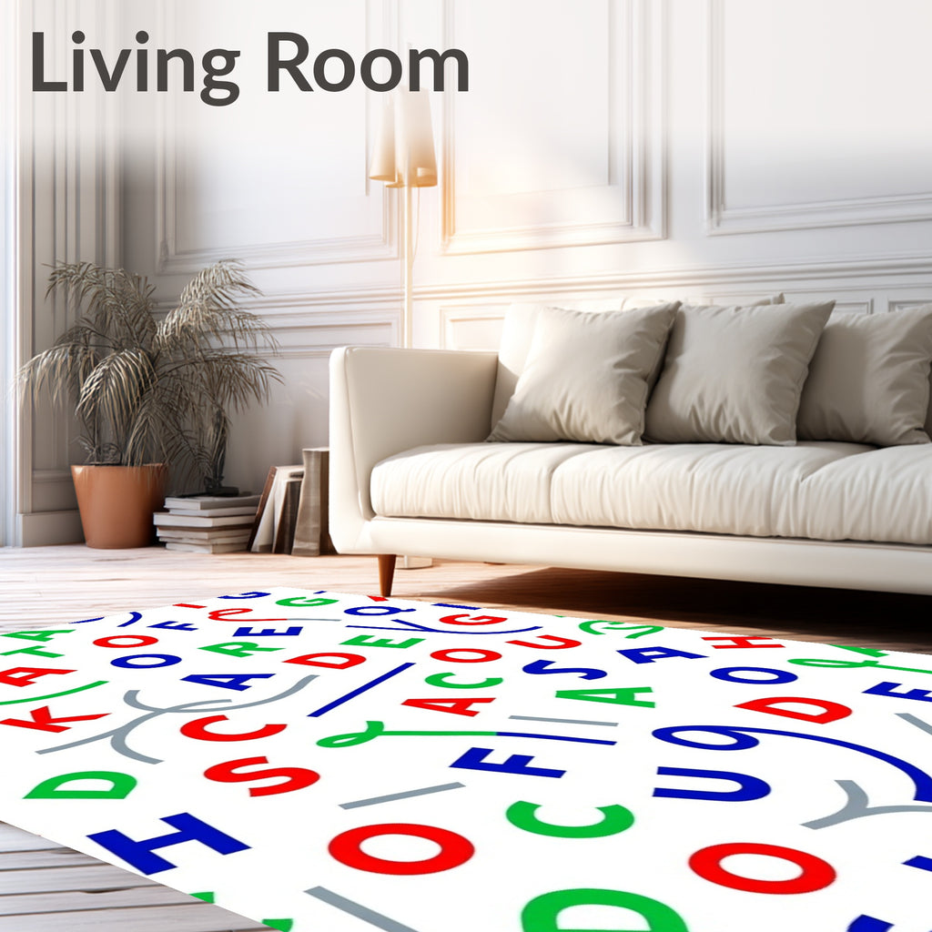 Playful Multicolored Alphabet Scattered Rug