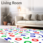 Playful Multicolored Alphabet Scattered Rug