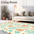 Coral Starfish Teal Leaf Medley Rug