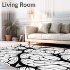 Striking Monochrome Swirls Winged Collage Rug