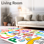 Colorful Alphabet Characters And Icons Rug