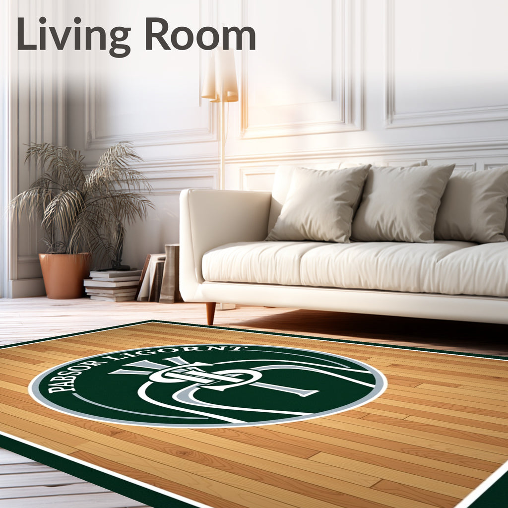 Green Emblem Wood Grain Rug