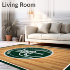 Green Emblem Wood Grain Rug