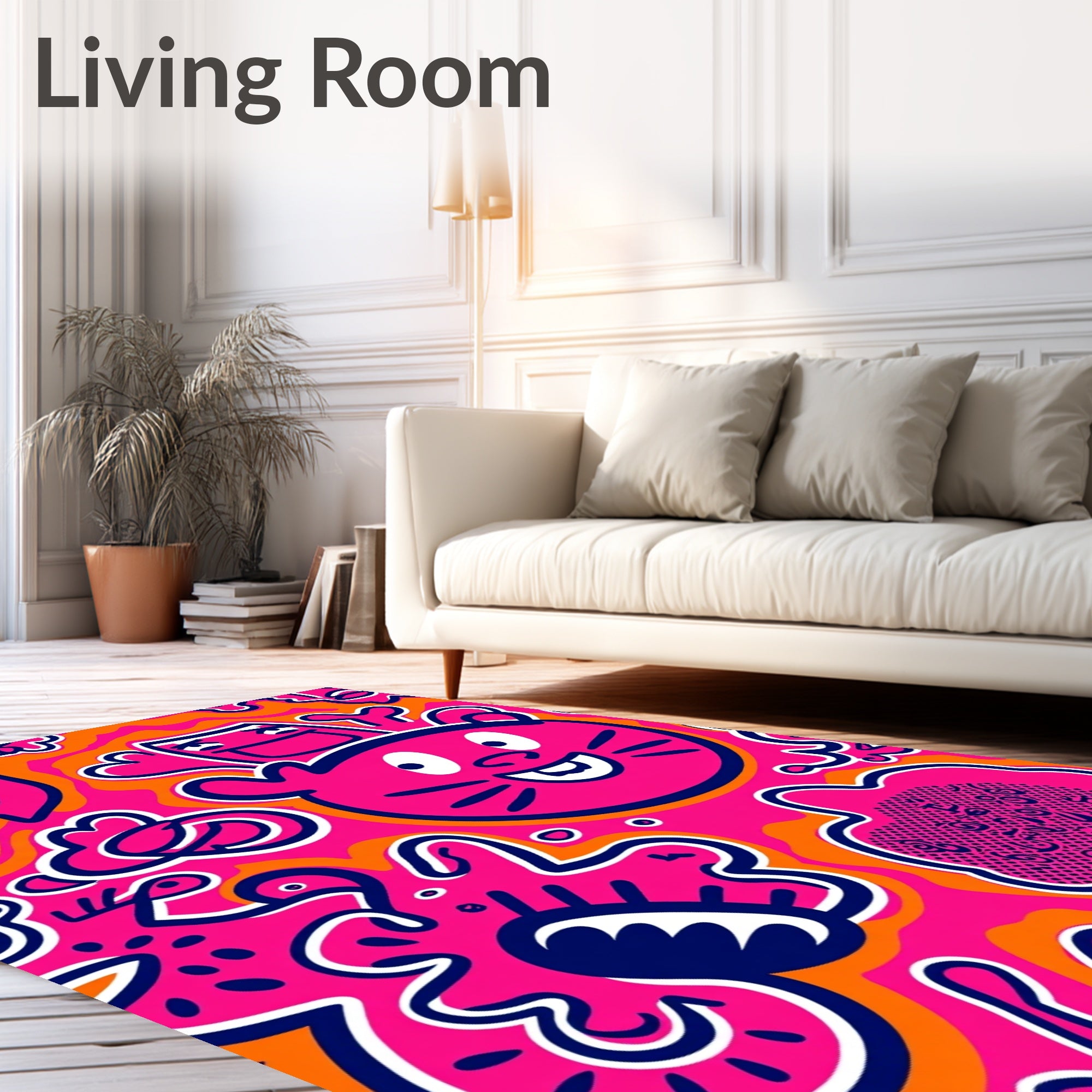 Funky Pink Cartoon Creature Carnivall Rug