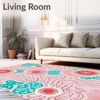 Coral Teal Jellyfish Medallion Rug