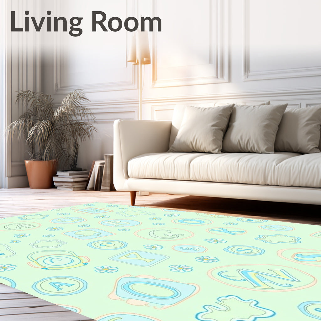 Whimsical Alphabet Garden Blooms Rug