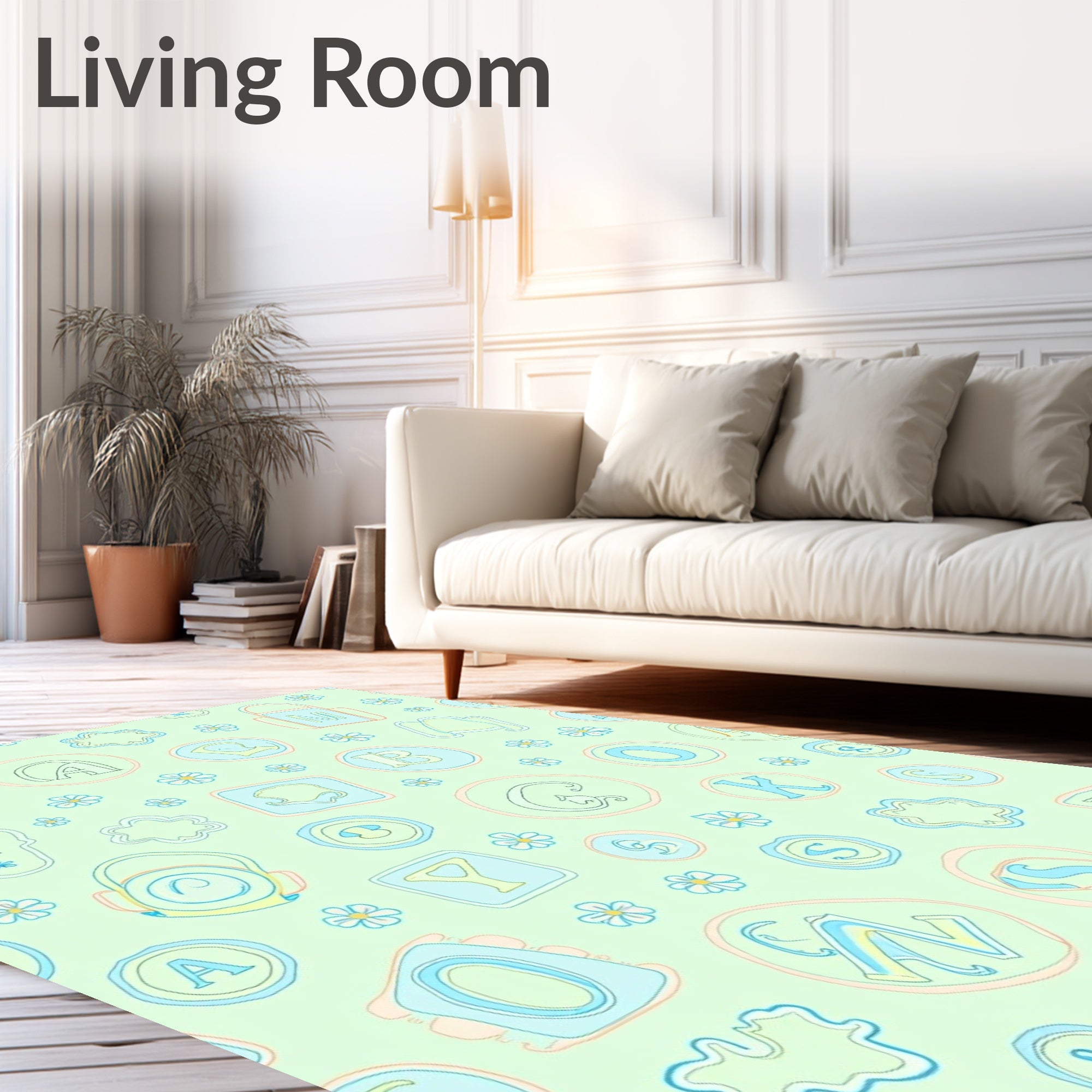 Whimsical Alphabet Garden Blooms Rug