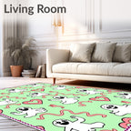 Cute Ghost Heart Swirl Background Rug