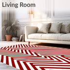 Crimson Chevron Intersecting Lines Rug
