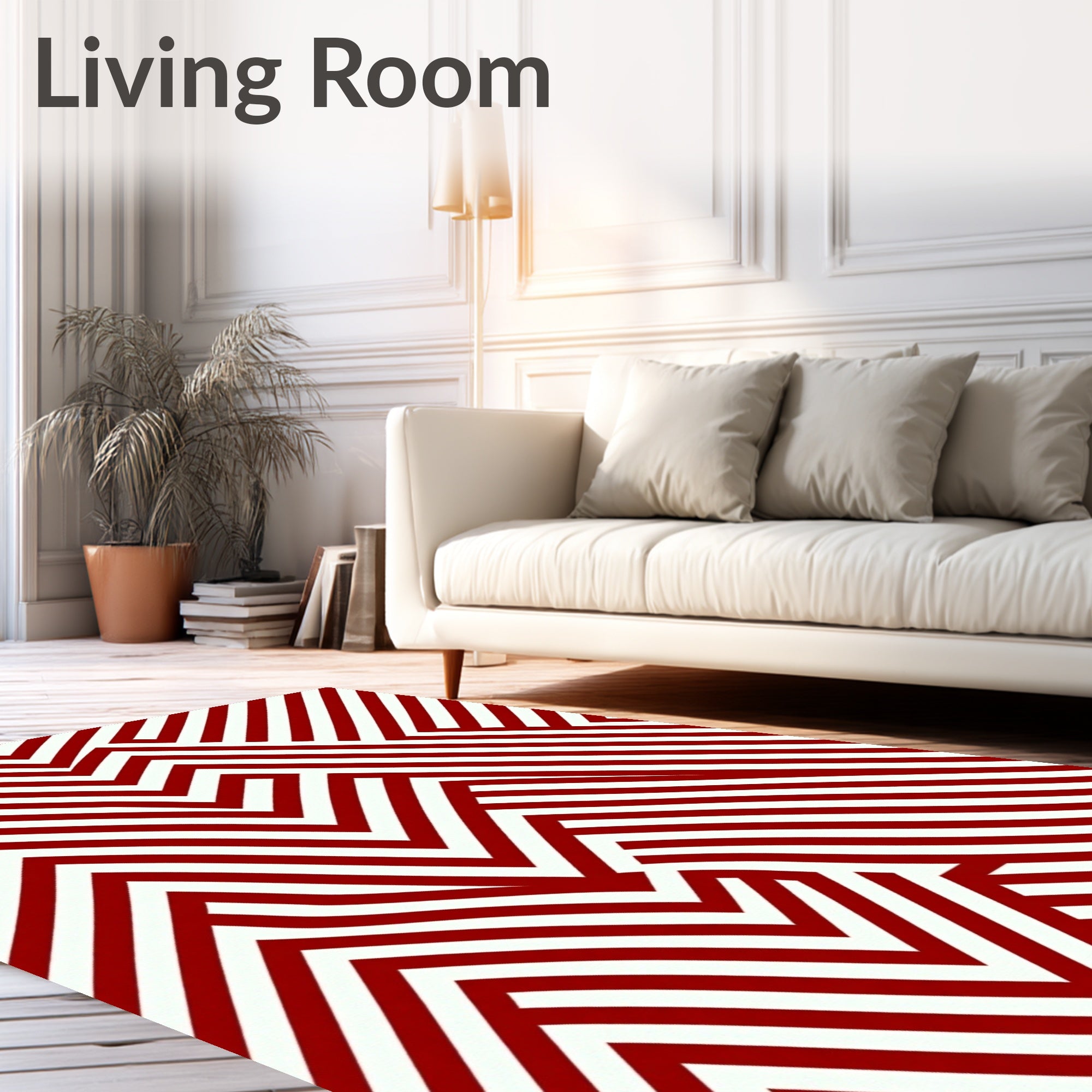 Crimson Chevron Intersecting Lines Rug
