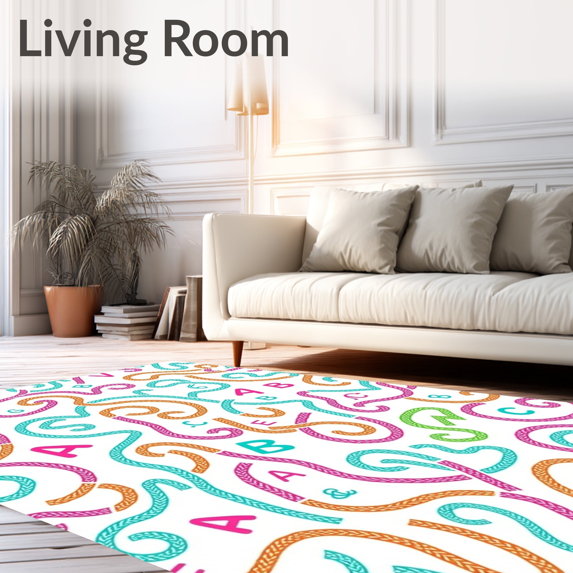 Colorful Braided Alphabet Swirls Rug