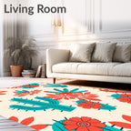 Coral Cactus Bloom Desert Garden Rug