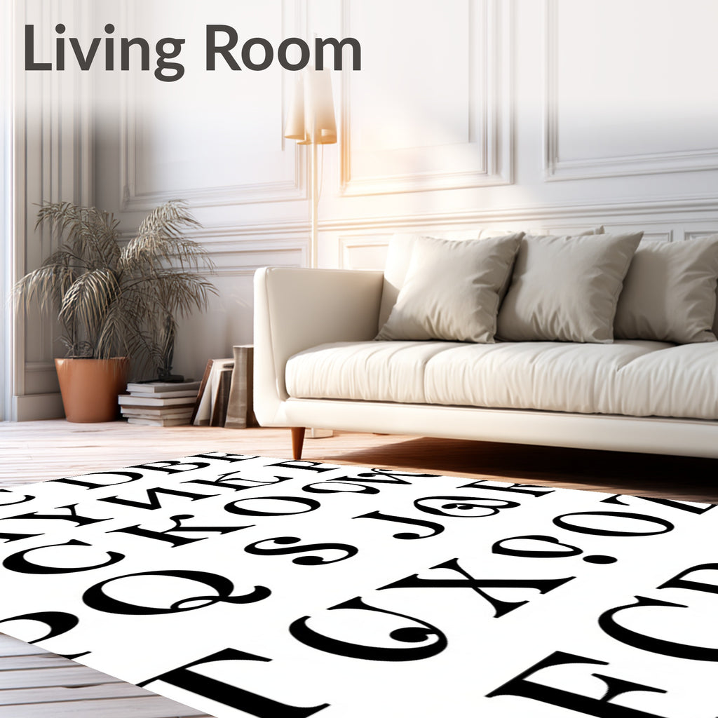 Black Serif Alphabet Collection Rug