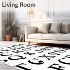 Black Serif Alphabet Collection Rug