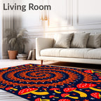 Red Mushroom Spiral Art Rug