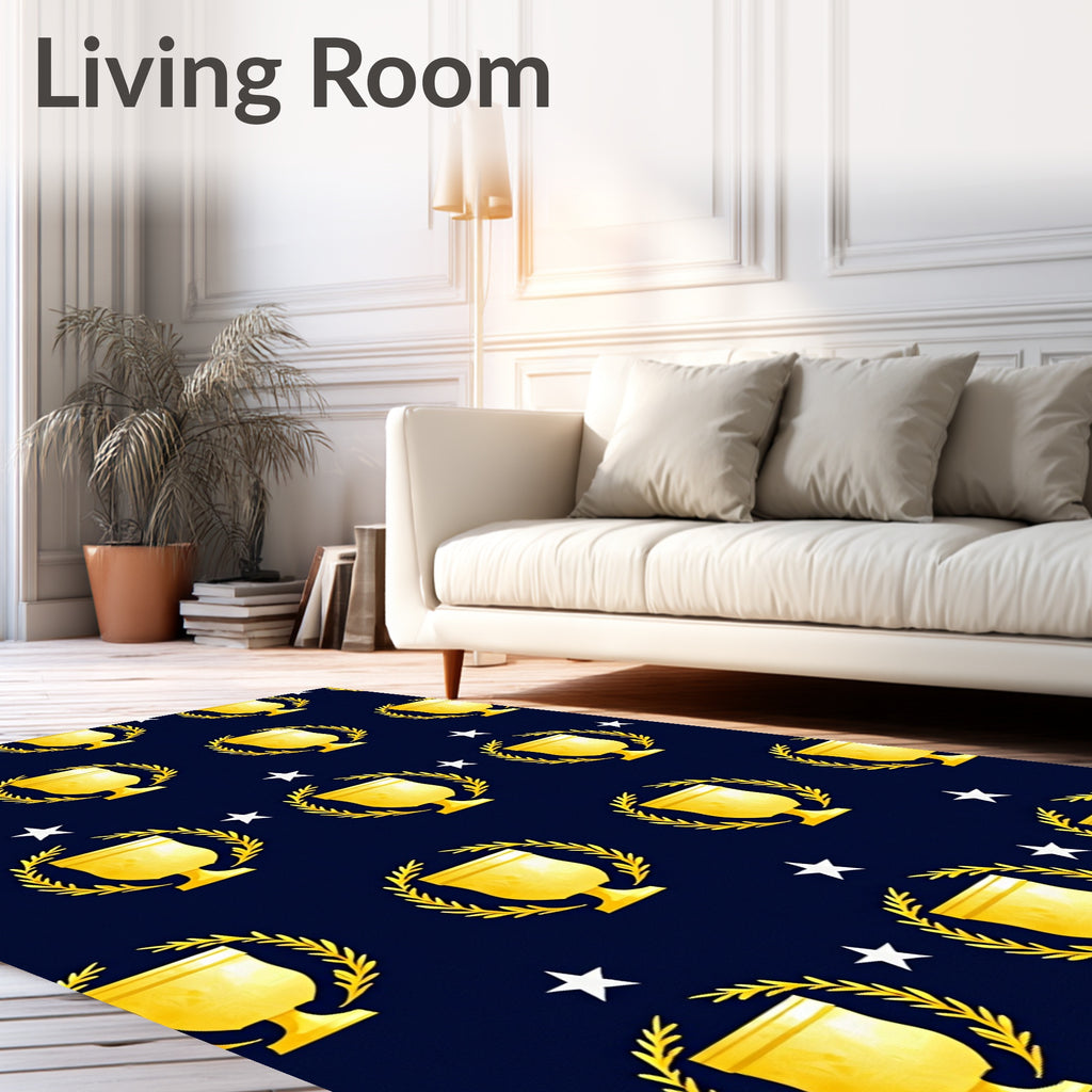Golden Trophy Laurel Wreath Stars Rug