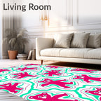 Pink Teddy Bear Aqua Swirls Rug