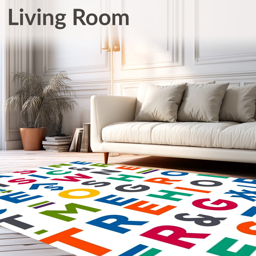 Bold Alphabet Colorful Typographic Rug