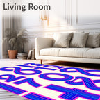Retro Blue Pink Number Collage Rug