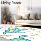 Cute Teal Sea Turtle Garden Rug