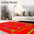Vibrant Neon Maze Game Zone Rug