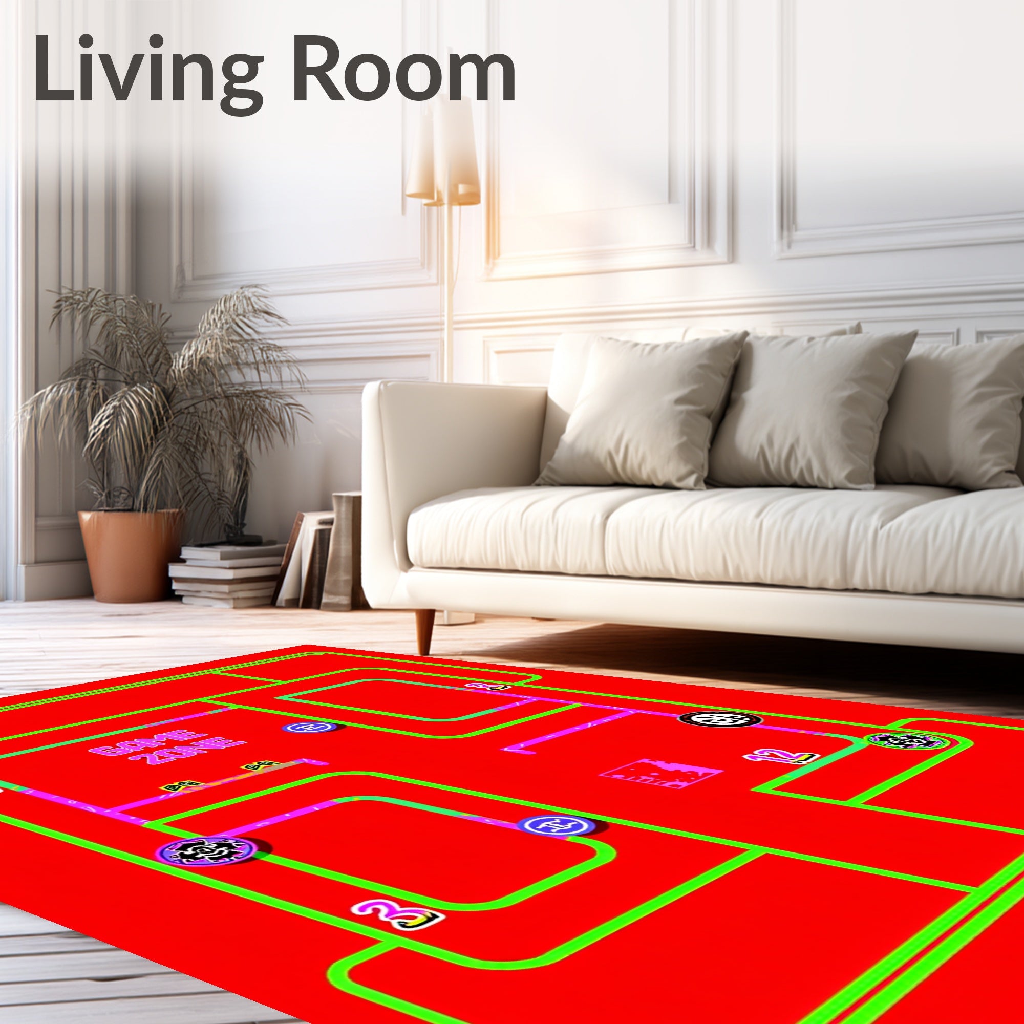 Vibrant Neon Maze Game Zone Rug