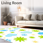 Whimsical Cloud Snowflake Star Burst Rug