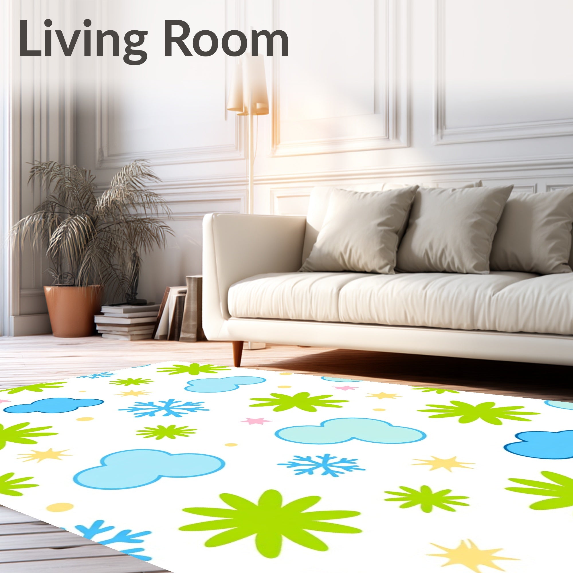 Whimsical Cloud Snowflake Star Burst Rug