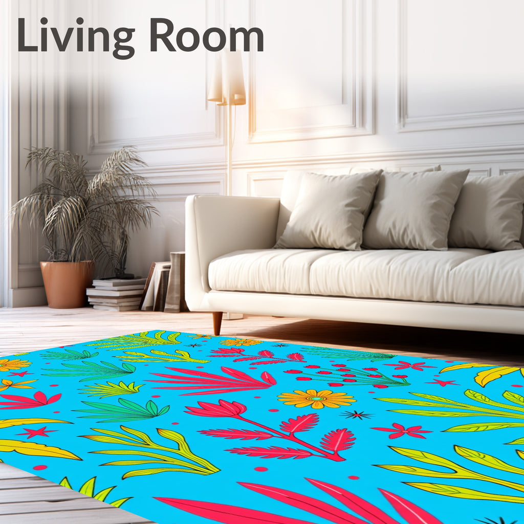 Vibrant Tropical Foliage Floral Rug