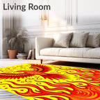 Fiery Red Phoenix With Swirling Flames Rug